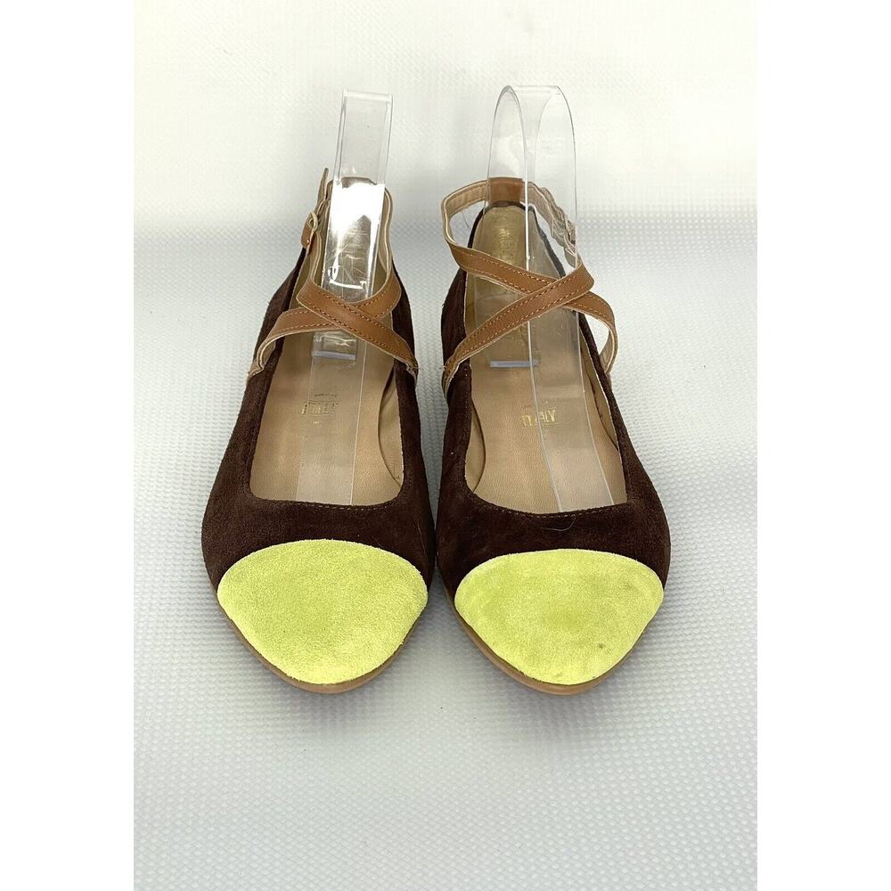 Seychelles Women's 7M Green Brown Just The Beginning Suede Cap Toe Shoes Flats